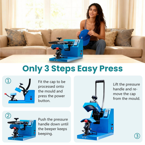 Sweetcrispy Hat Press Machine, 3.2“ × 5.5” for Heat Transfer