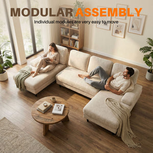 Sweetcrispy U-Shaped Modular Sectional Sofa Couch with Pillows for Living Room