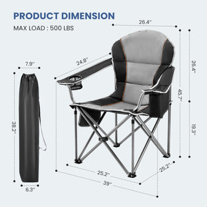 Sweetcrispy Portable Folding Camping Chair with Side Pocket