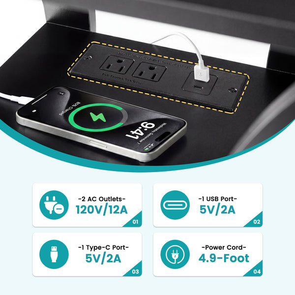 Sweetcrispy 3-Tier End Table with Charging Station for Living Room & Bedroom