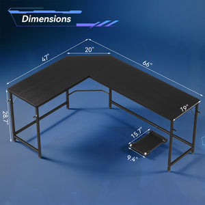 Sweetcrispy L-shaped Computer Desk with CPU Stand and Side Hooks for Home Office & Gaming