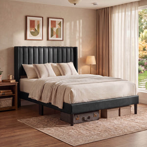 Sweetcrispy Upholstered Platform Bed Frame，Modern Accent Indoor Bedroom Furniture