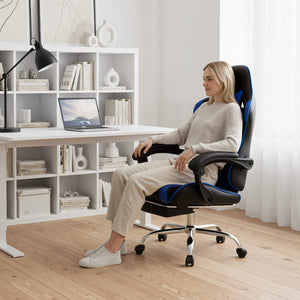 Sweetcrispy Gaming Chair with Footrest Upholstered Armrests for Home Office