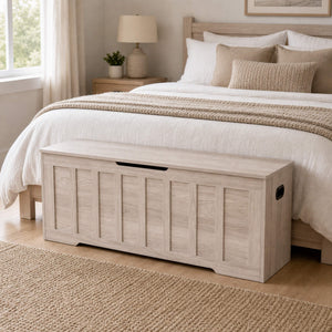 Sweetcrispy Wooden Storage Bench with Soft-Close Lid