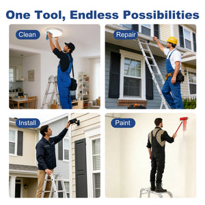 Sweetcrispy 7-in-1 Aluminum Folding Ladder, Extension Telescoping Ladder with Safety Locks