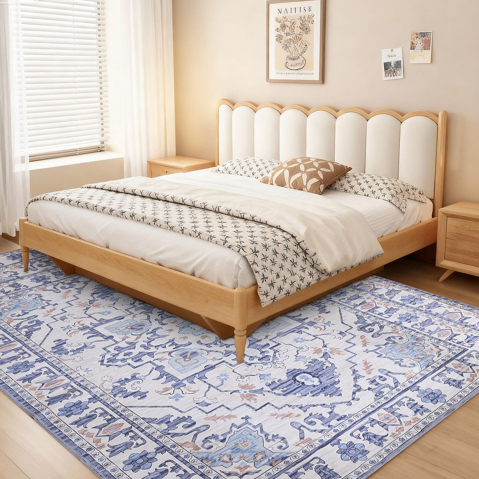 Sweetcrispy Washable Low-Pile Polyester Area Rug