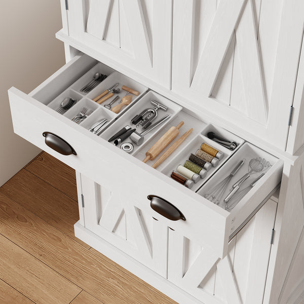 Sweetcrispy 72.2" Tall Kitchen Pantry Storage Cabinet with Adjustable Shelves and Drawer