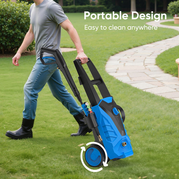 edx Electric Pressure Washer, High Pressure Cleaning Machine with 5 Quick Connect Nozzles & Foam Cannon, 2.0 GPM Power Washer for Fences Decks Patios Driveway Cleaning