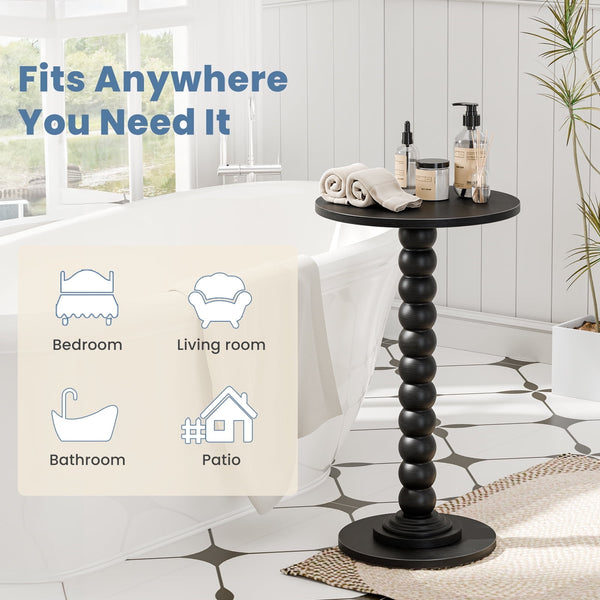 Sweetcrispy Round Side Table, Compact Wood Accent End Table with Waterproof Top for Sofa, Bedside, Corners & Small Space