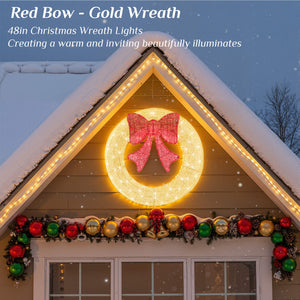 Sweetcrispy Illuminated Christmas Wreath - Outdoor Holiday Decor with Remote