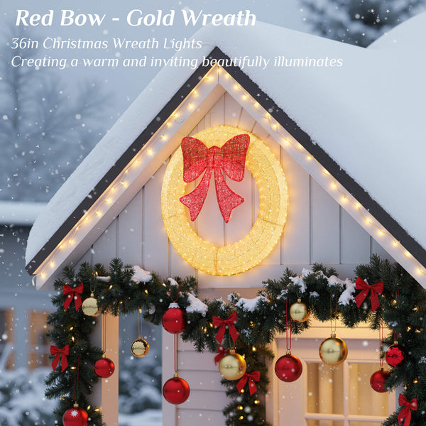 Sweetcrispy Illuminated Christmas Wreath - Outdoor Holiday Decor with Remote