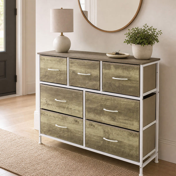Sweetcrispy Dresser Wooden Top with Storage for Living Room Bedroom