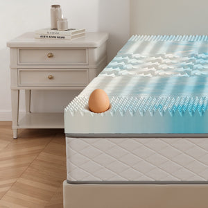 Sweetcrispy Memory Foam Mattress Topper, 5-Zone Pressure Relief with Cooling Gel & Ventilated Design, Bed Topper for Sleep Support