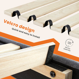 EDX Platform Bed Frame, Fully Upholstered Mattress Foundationwith Fabric Upholstered Headboard and Wooden Slats Support, No Box Spring Needed, Grey