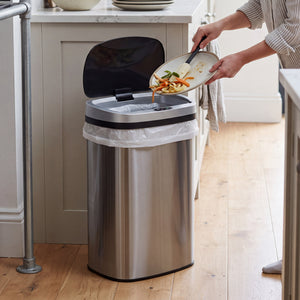 Sweetcrispy 50L Automatic Trash Can, Stainless Steel with 7" Smart Sensor Lid