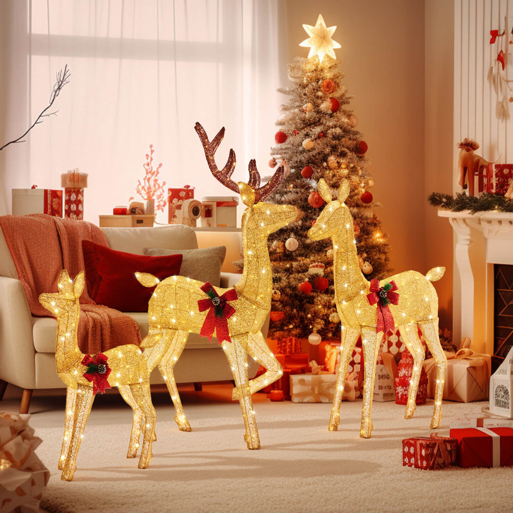 Sweetcrispy Illuminated Reindeer Trio - Outdoor Christmas Decor