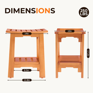 Sweetcrispy Teak Shower Bench, Adjustable Shower Stool with Non-Slip Seat for Bathroom, Tub, Spa and Outdoor Use