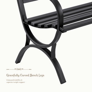 Sweetcrispy 50" Metal Patio Garden Bench for Lawn & Garden