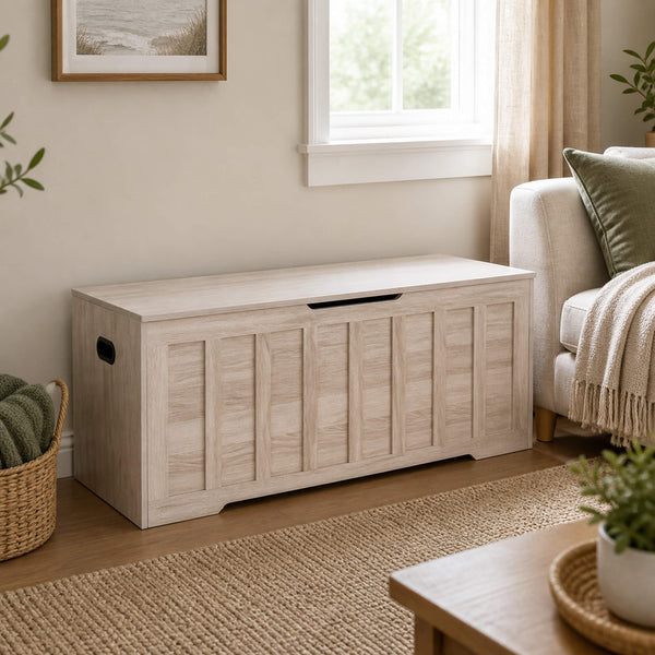 Sweetcrispy Wooden Storage Bench with Soft-Close Lid