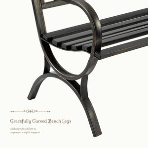 Sweetcrispy 50" Metal Patio Garden Bench for Lawn & Garden