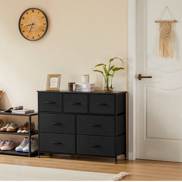 Sweetcrispy Dresser Wooden Top with Storage for Living Room Bedroom