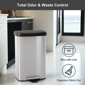 Sweetcrispy 21 Gallon Step-On Trash Can with Lid for Kitchen and Home Use