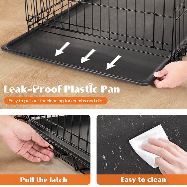 Sweetcrispy Dog Crate Double Door with Divider Foldable Indoor/Outdoor
