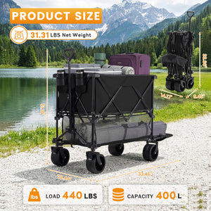 Sweetcrispy HaulMaster 400L Folding Wagon Cart for Camping and Outdoor Use