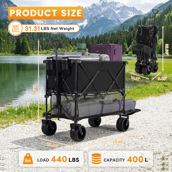 Sweetcrispy HaulMaster 400L Folding Wagon Cart for Camping and Outdoor Use
