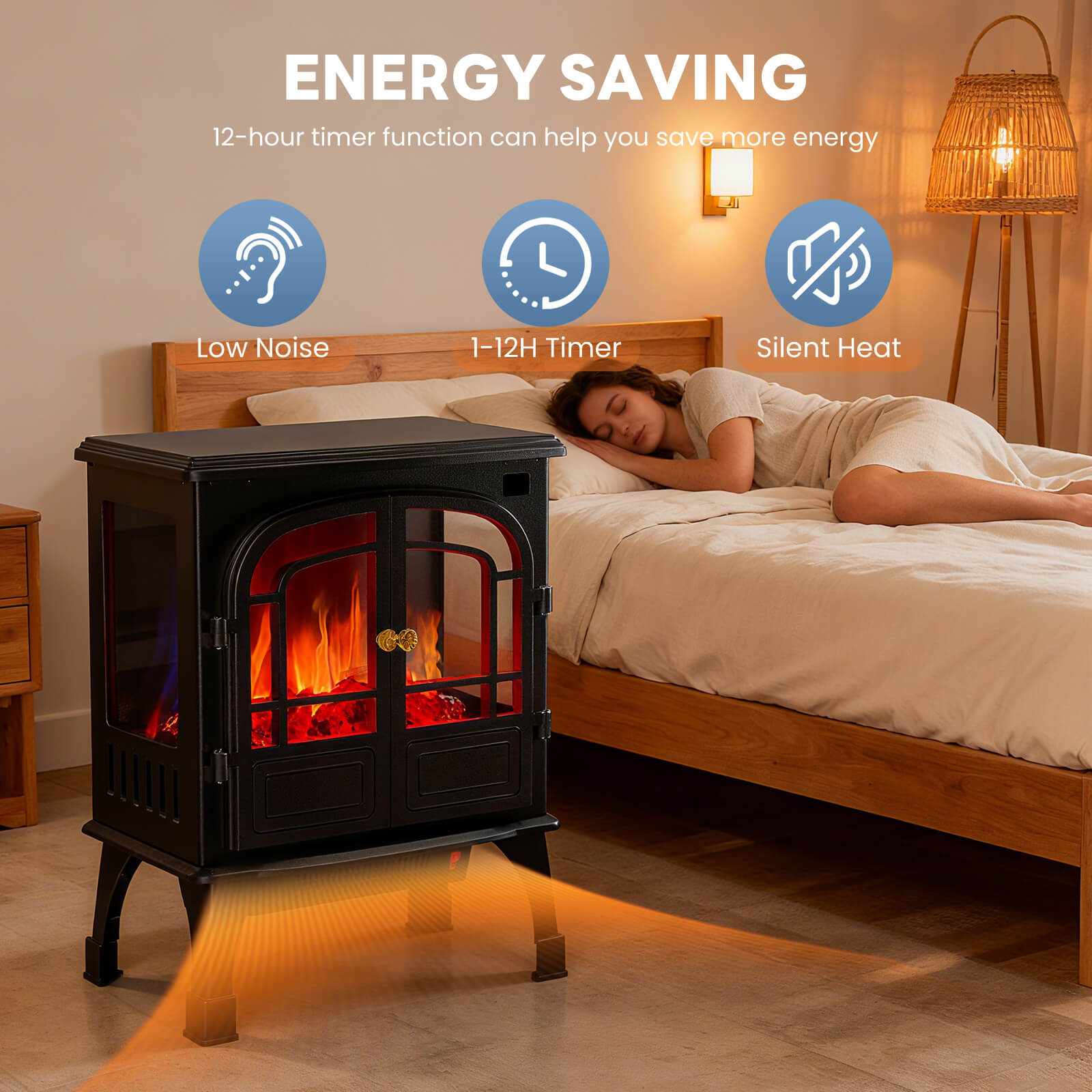 Sweetcrispy HearthGlow Twin Door Electric Fireplace for Indoor Use