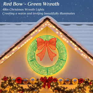 Sweetcrispy Illuminated Christmas Wreath - Outdoor Holiday Decor with Remote