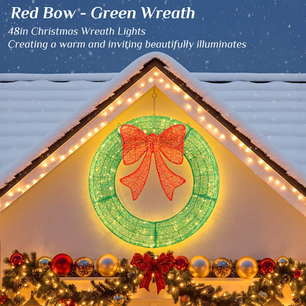Sweetcrispy Illuminated Christmas Wreath - Outdoor Holiday Decor with Remote