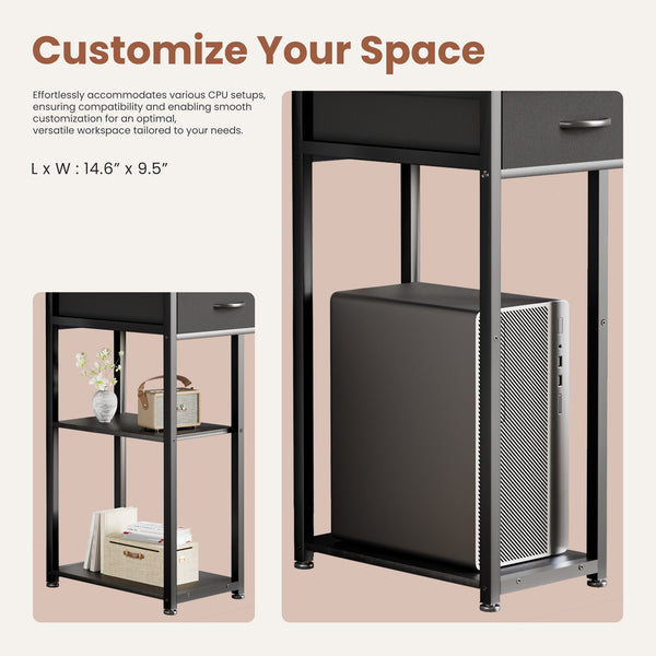 Sweetcrispy 48-Inch Desk with 3 Drawers & Storage Shelf for Home Office