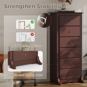Sweetcrispy Tall 6-Drawer Wooden Dresser for Bedroom and Living Room
