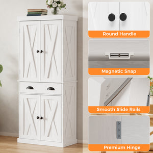 Sweetcrispy 72.2" Tall Kitchen Pantry Storage Cabinet with Adjustable Shelves and Drawer