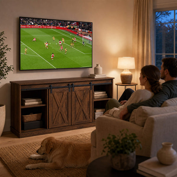 Sweetcrispy 58“ Sliding Barn Door TV Cabinet
