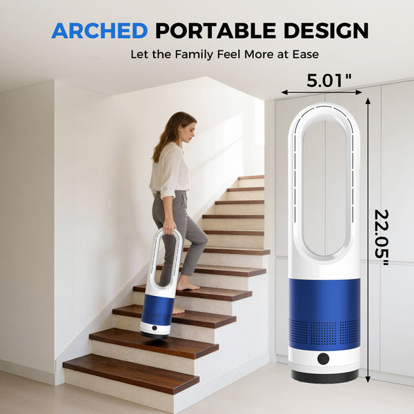 Sweetcrispy Tower Fan with 8 Speeds, 80° Oscillating Bladeless Fans with Remote Control