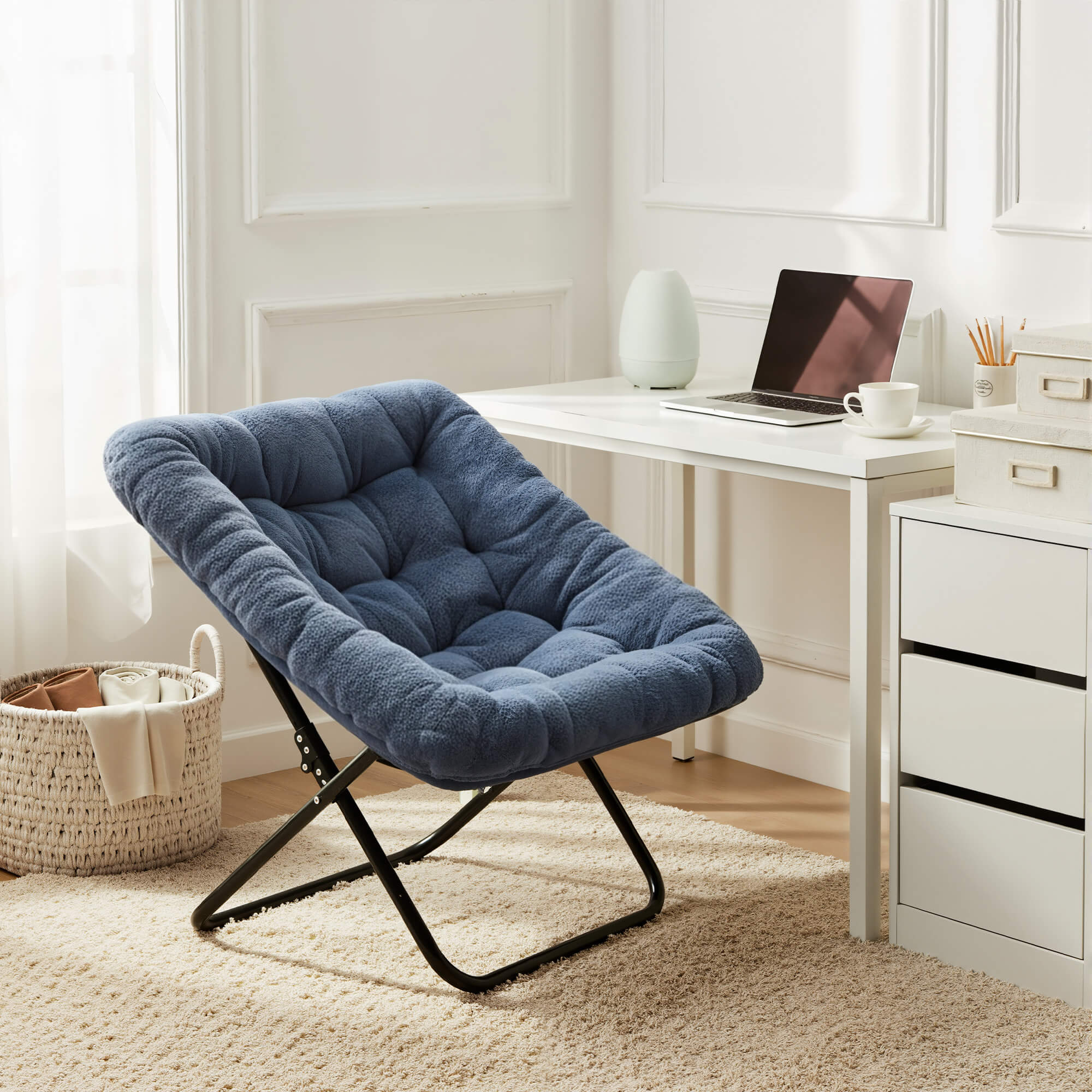 Sweetcrispy Foldable Saucer Moon Chair for Living Room