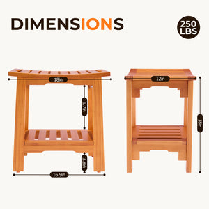 Sweetcrispy Teak Shower Bench, Adjustable Shower Stool with Non-Slip Seat for Bathroom, Tub, Spa and Outdoor Use