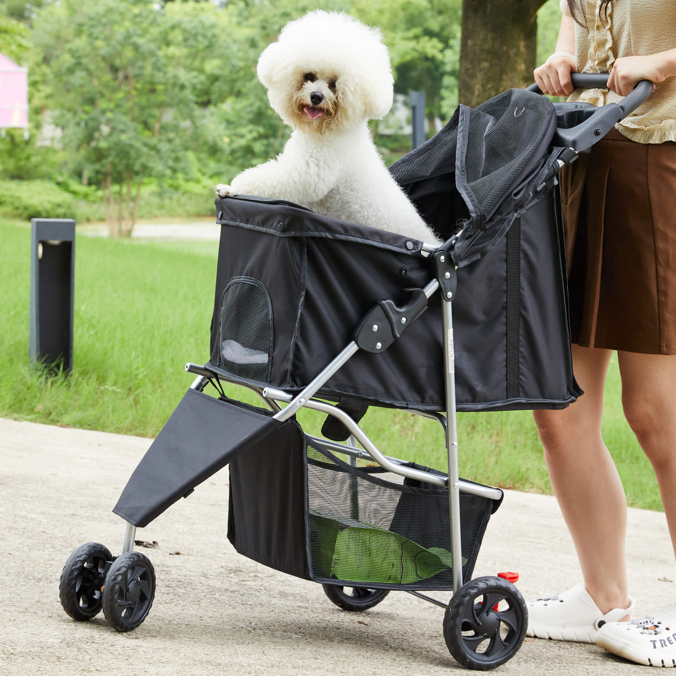 dog stroller petbarn Sweetcrispy Foldable Pet Outdoor Stroller
