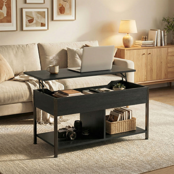 Sweetcrispy Adjustable Lift-Top Coffee Table with Storage for Living Room