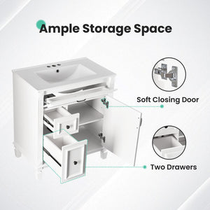 Sweetcrispy Freestanding Bathroom Vanity with Sink, 1 Door and Multiple Drawers