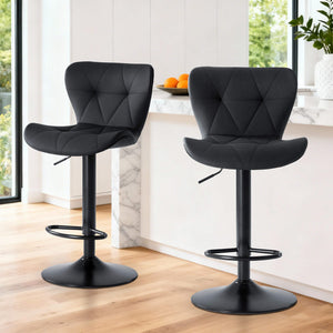 Sweetcrispy Faux Leather Diamond-Quilted Bar Stool-set of 2