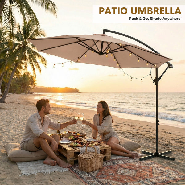 Sweetcrispy 10ft Cantilever Patio Umbrella for Garden, Backyard, Poolside
