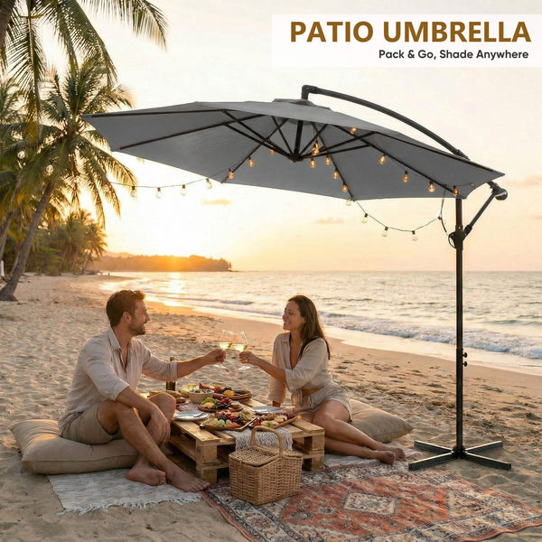 Sweetcrispy 10ft Cantilever Patio Umbrella for Garden, Backyard, Poolside