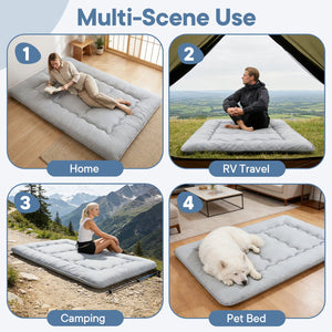 Sweetcrispy Japanese Floor Mattress with Washable Cover, Folding Memory Foam Sleeping Mat for Dorm, Camping & Guest Room