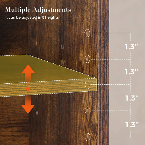 Sweetcrispy Adjustable Bookshelf, Freestanding Bookcase with Storage