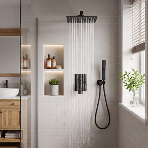 Sweetcrispy 304 Stainless Steel Wall Mount Shower Head and Handle Set, Anti-Rust, 360° Adjustable, Pressure Balanced, Temp Stable, High Flow Luxury Trim Kit‌