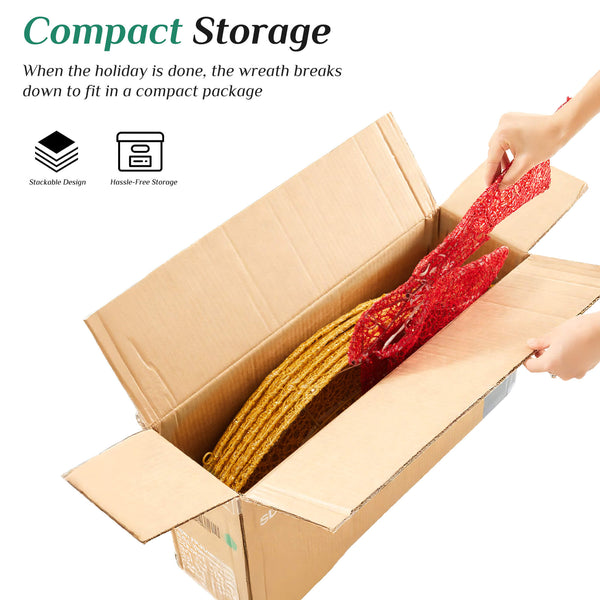 Sweetcrispy Illuminated Christmas Wreath - Outdoor Holiday Decor with Remote