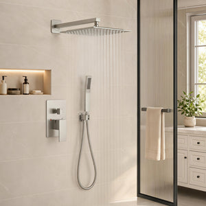 Sweetcrispy 304 Stainless Steel Wall Mount Shower Head and Handle Set, Anti-Rust, 360° Adjustable, Pressure Balanced, Temp Stable, High Flow Luxury Trim Kit‌